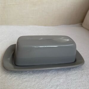 Gray Ceramic Butter Dish Vintage Minimalist